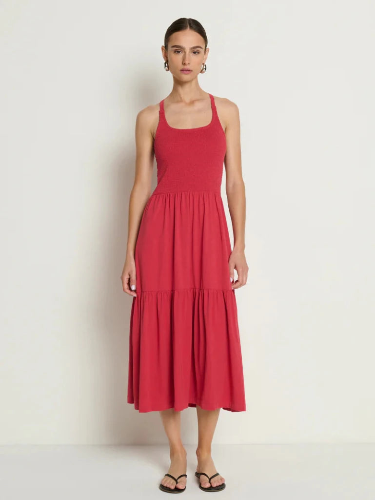 NATION-Penelope Cross Back Midi Heartbeat Red