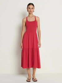 NATION-Penelope Cross Back Midi Heartbeat Red