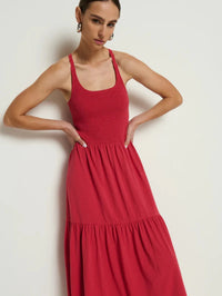 NATION-Penelope Cross Back Midi Heartbeat Red