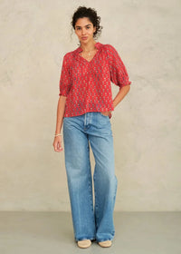 MABE-Ari Print Short Sleeve Top Red