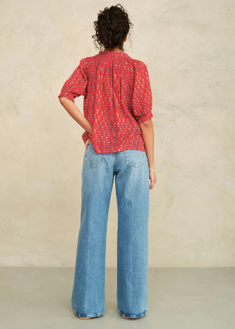 MABE-Ari Print Short Sleeve Top Red