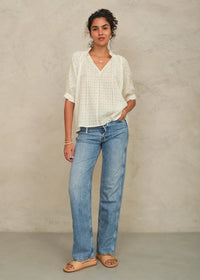 MABE-Etta Short Sleeve Top Ecru