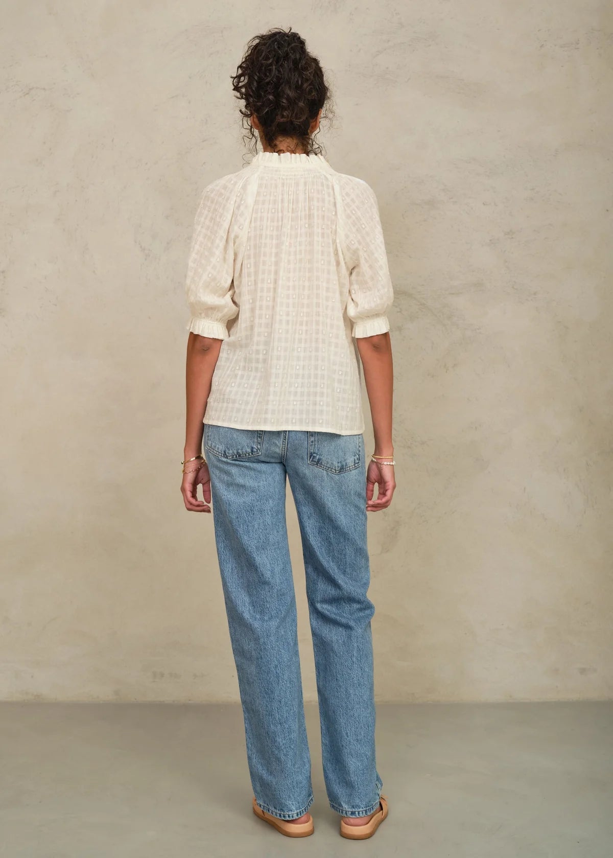 MABE-Etta Short Sleeve Top Ecru