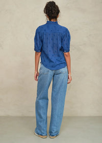 MABE-Frani Emb Short Sleeve Top Cobalt