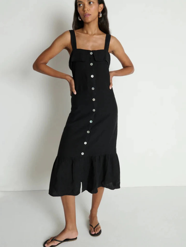 NATION-Amalia Midi Dress Jet Black