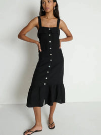 NATION-Amalia Midi Dress Jet Black