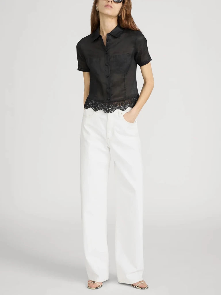 FRAME-The Embroidered Seaside Shirt Black