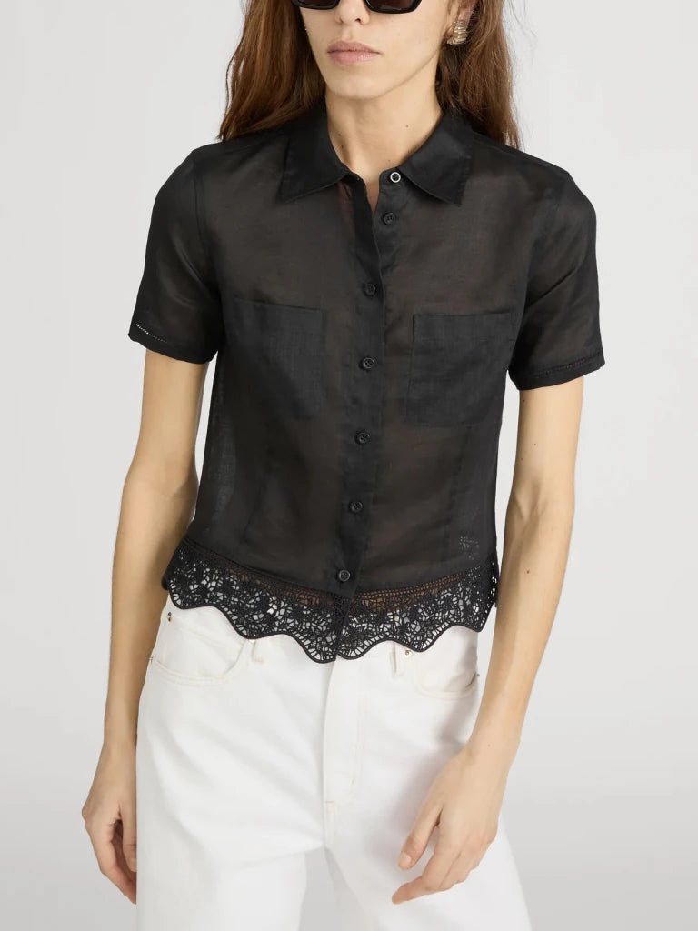 FRAME-The Embroidered Seaside Shirt Black