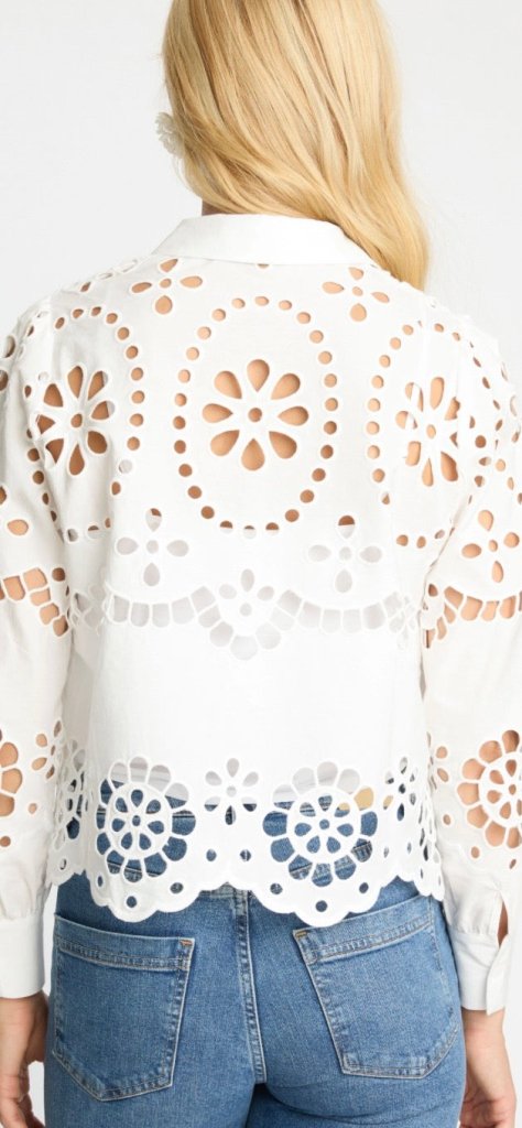 CABALLERO-Emmie Top In White Eyelet Lace