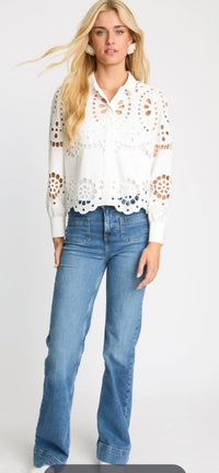 CABALLERO-Emmie Top In White Eyelet Lace