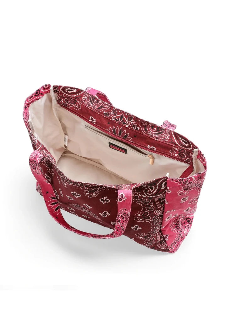 HAUTE SHORE-Bailey Burgundy/Pink Bandana Tote