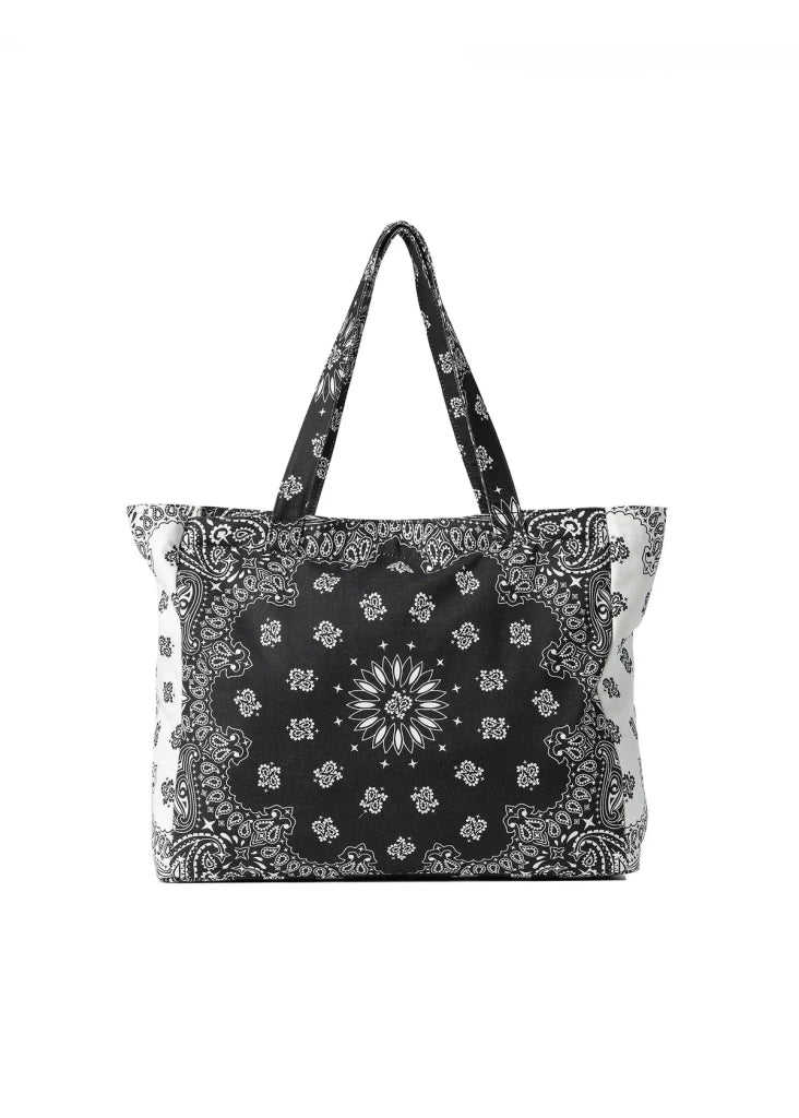 HAUTE SHORE-Bailey Black/White Bandana Tote