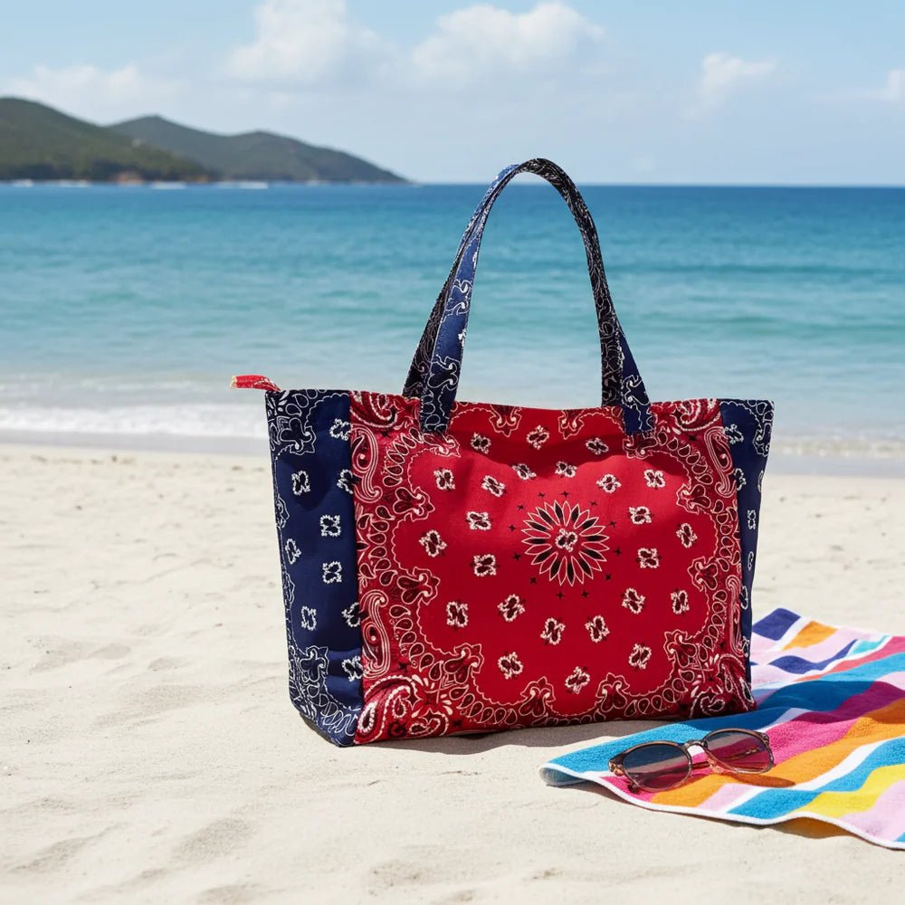 HAUTE SHORE-Bailey Red/Navy Bandana Tote