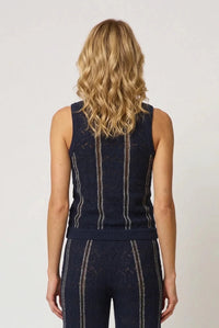 CENTRAL PARK WEST-Amber Squiggle Stitch Tank Navy