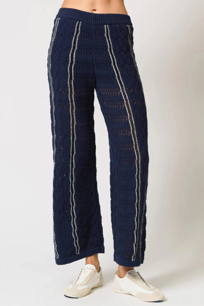 CENTRAL PARK WEST-Amber Novelty Stitch Sweater Pant Navy