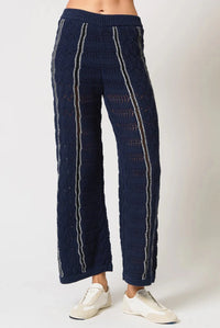 CENTRAL PARK WEST-Amber Novelty Stitch Sweater Pant Navy
