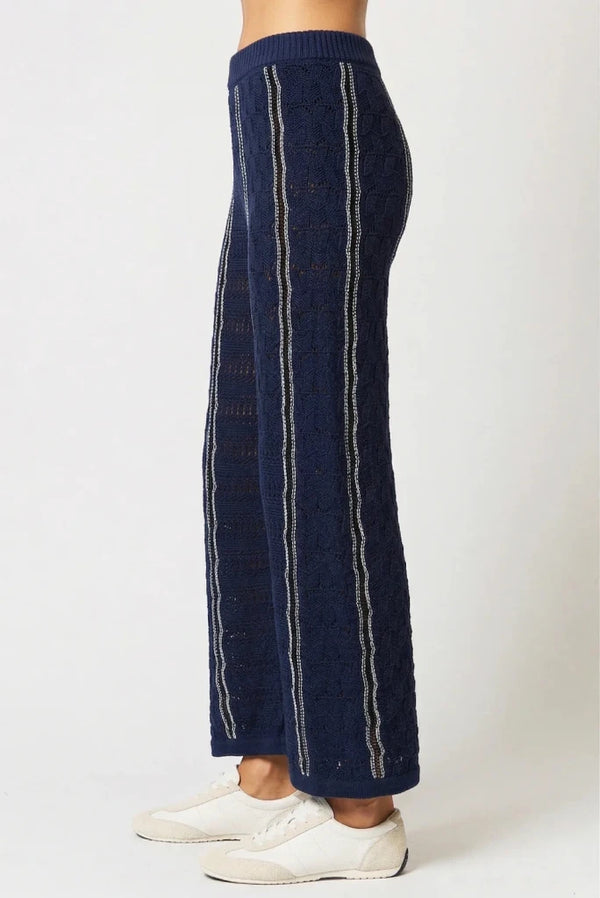 CENTRAL PARK WEST-Amber Novelty Stitch Sweater Pant Navy