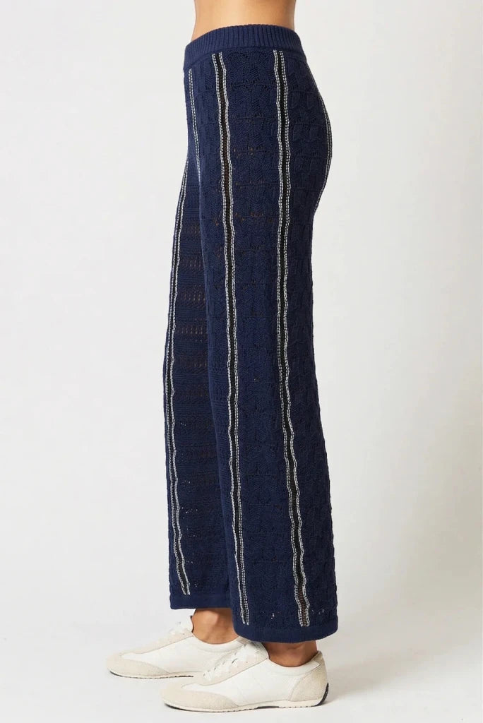 CENTRAL PARK WEST-Amber Novelty Stitch Sweater Pant Navy