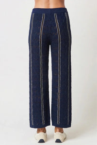 CENTRAL PARK WEST-Amber Novelty Stitch Sweater Pant Navy