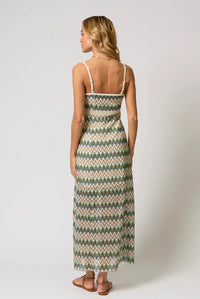 CENTRAL PARK WEST-Celine Rainbow Crochet Maxi Dress Neutral Multi