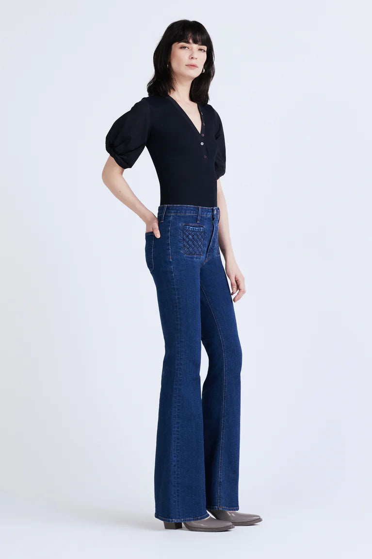 DEREK LAM-Crosby High Rise Flare with Woven Pockets Atlantic