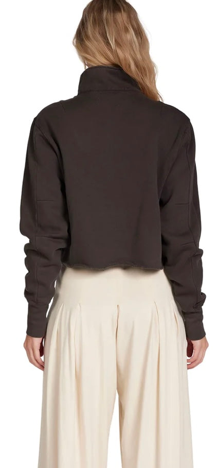 LES TIEN-Haley Crop Half Zip Pullover Vintage Black