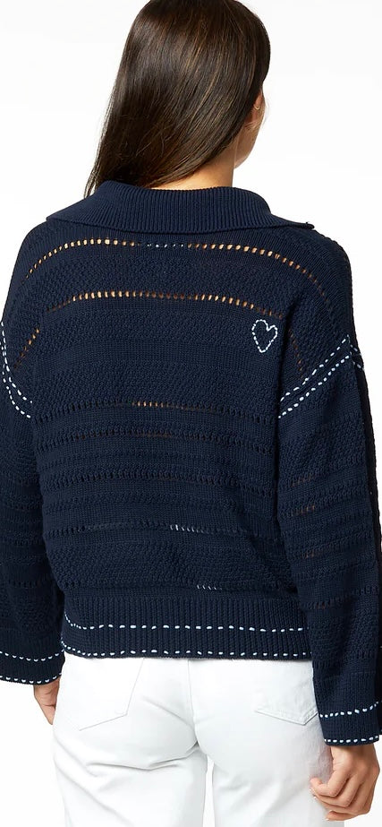 KERRI ROSENTHAL- Sydney Open Stitch Sweater Indigo