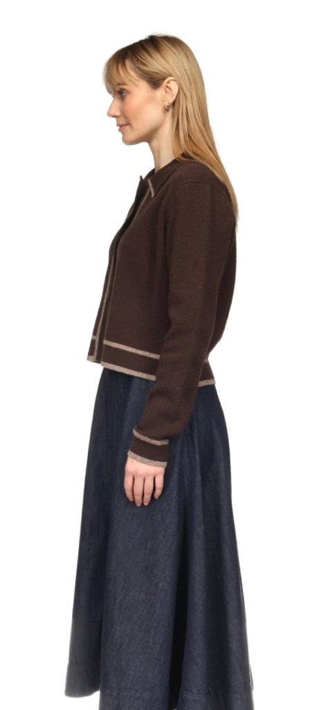 BRODIE-Adeline Fitted Jacket Dark Brown/Flower Coffee
