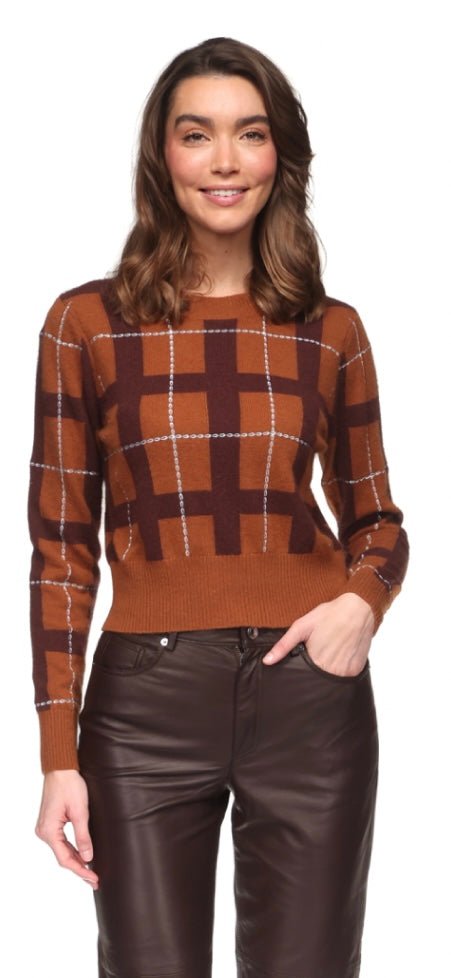 BRODIE-Checkered Crew Carmel/Cocoa & Blue Mist Stripes