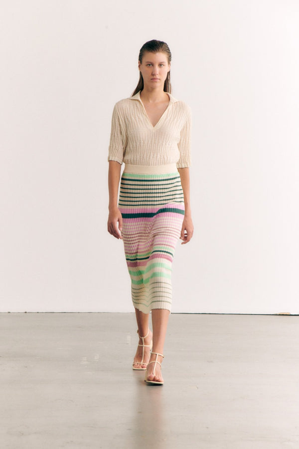 SITA MURT- Pleated Midi Skirt Multicolor