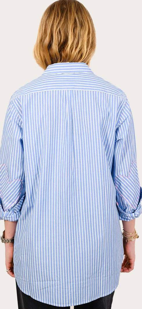 KERRI ROSENTHAL- Mia Stripe Shirt Blue/ White