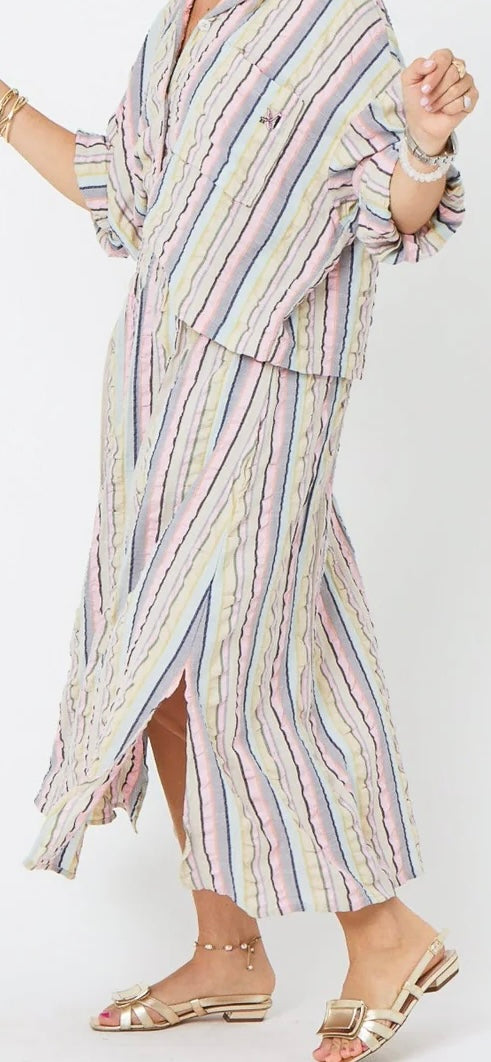 KERRI ROSENTHAL-Martin Stripe Skirt Multi