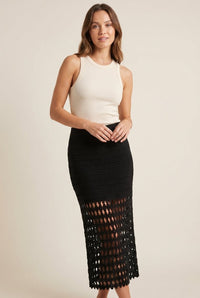NAADAM-Luxe Embroidered Open Stitch Skirt Black