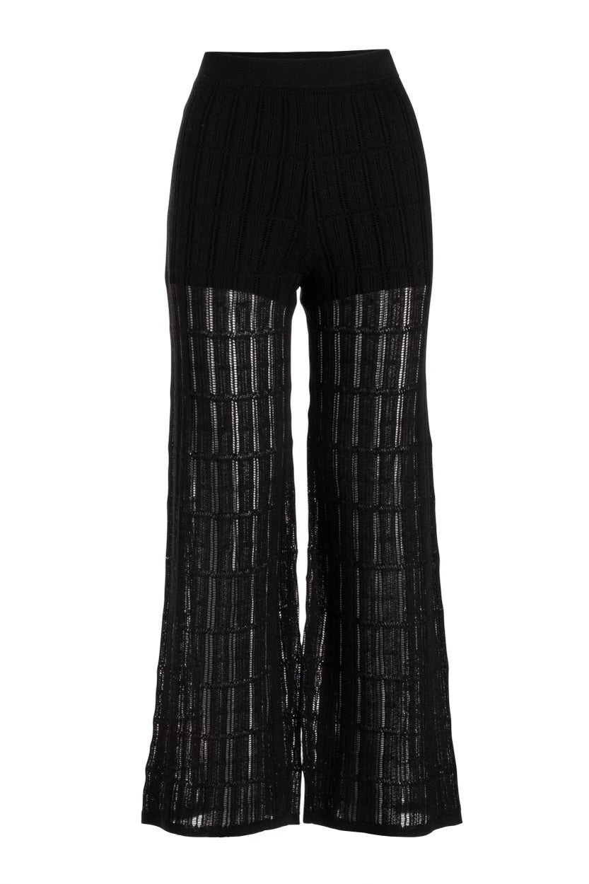 NAADAM-Silk Blend Pointelle Cropped Pant Black