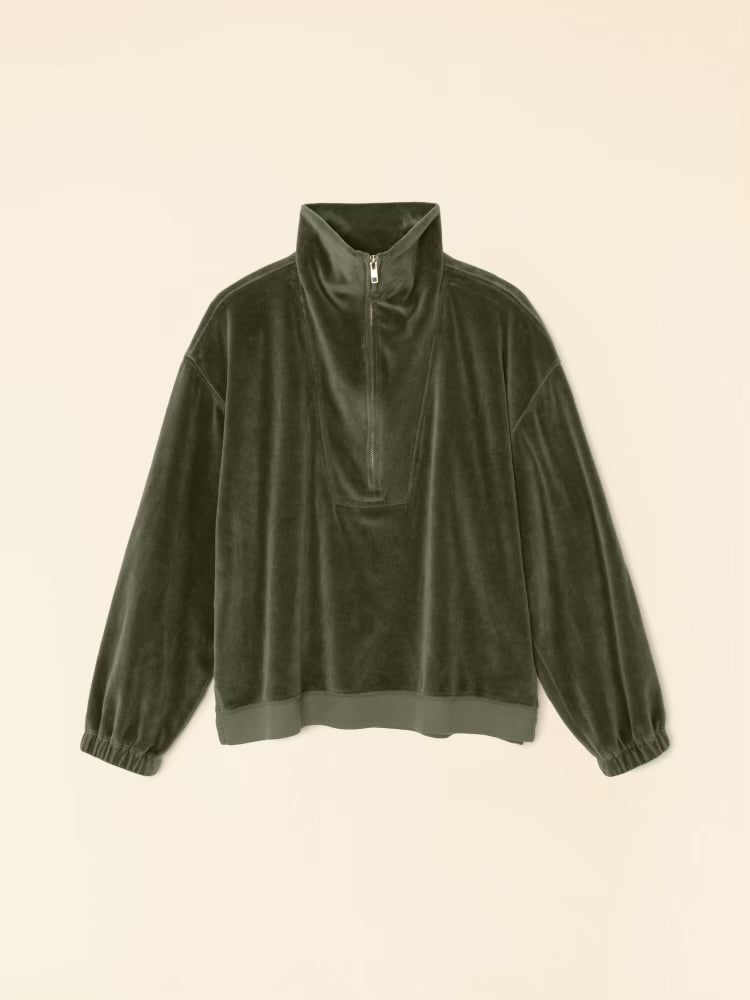 XIRENA-Oliver Velour Sweatshirt Olivine