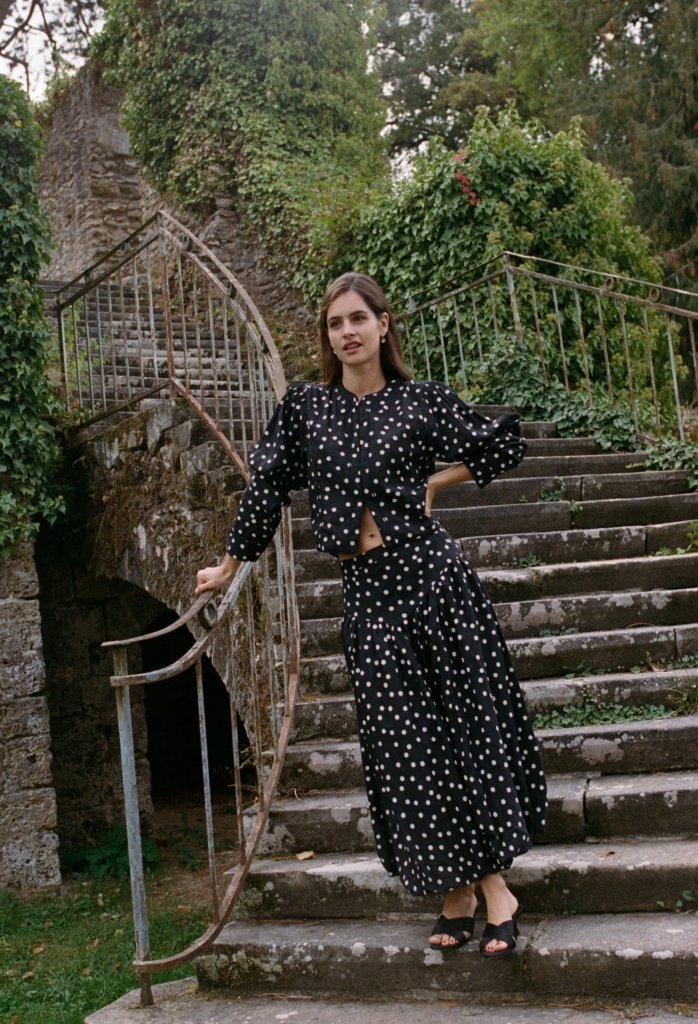 Ciao Lucia Enni Dupioni Dot Jacket — front model view