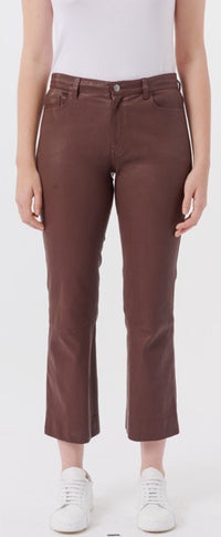 ATM-Leather Cropped Flare Pant Chocolate