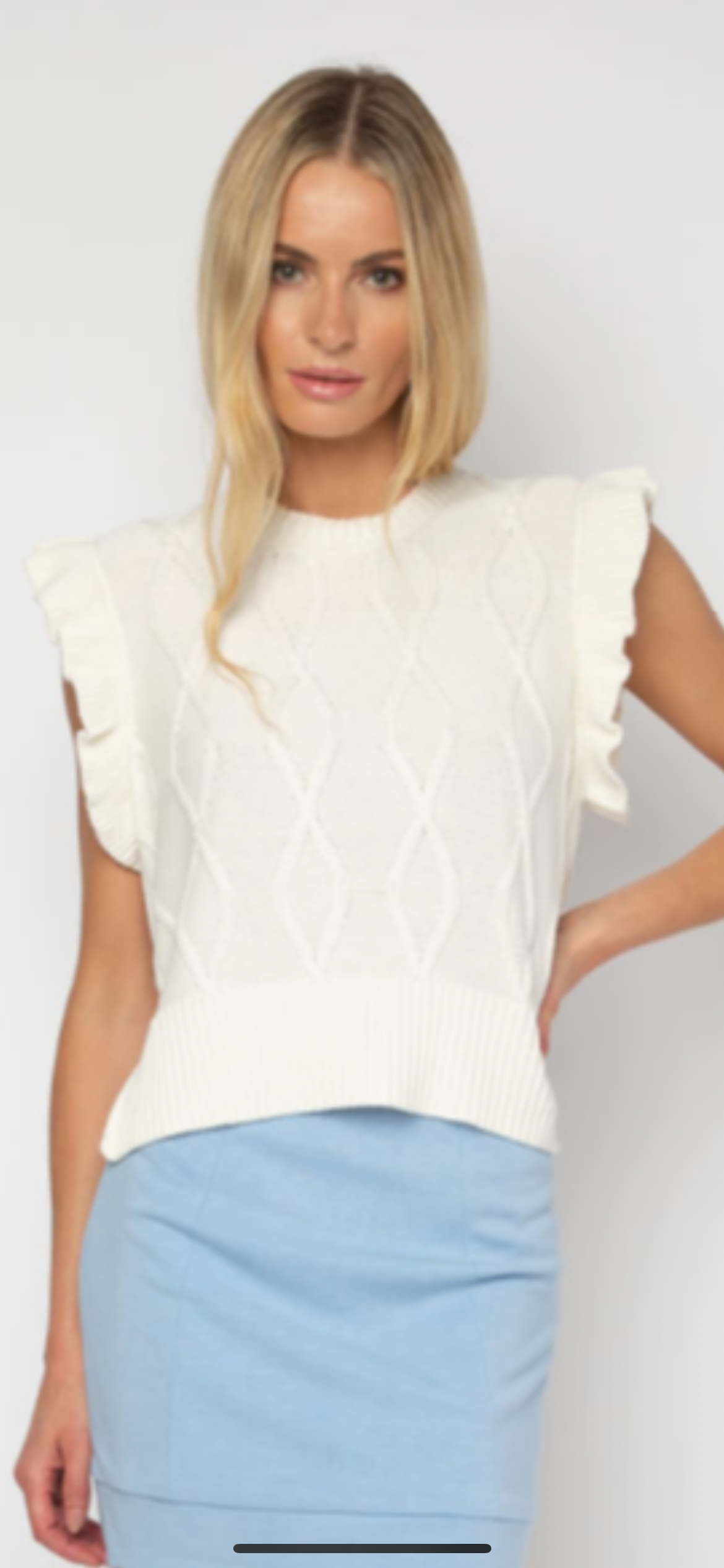 CENTRAL PARK WEST- River Cable Knit Top Ivory