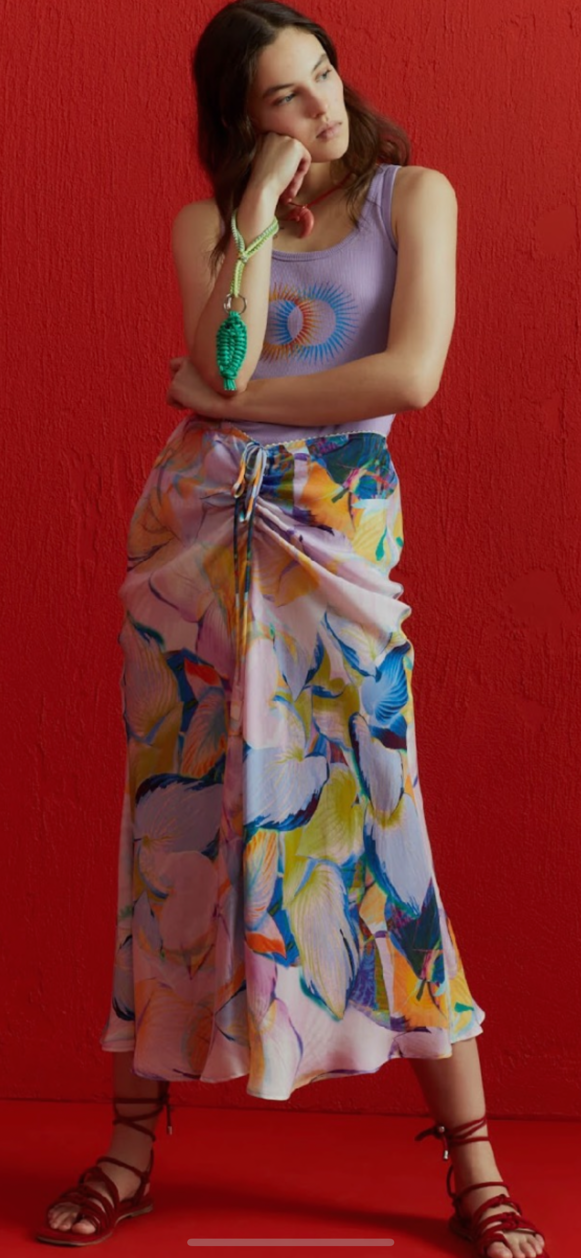 BEATRICE-Longuette Printed Skirt in Cupro Eva Print