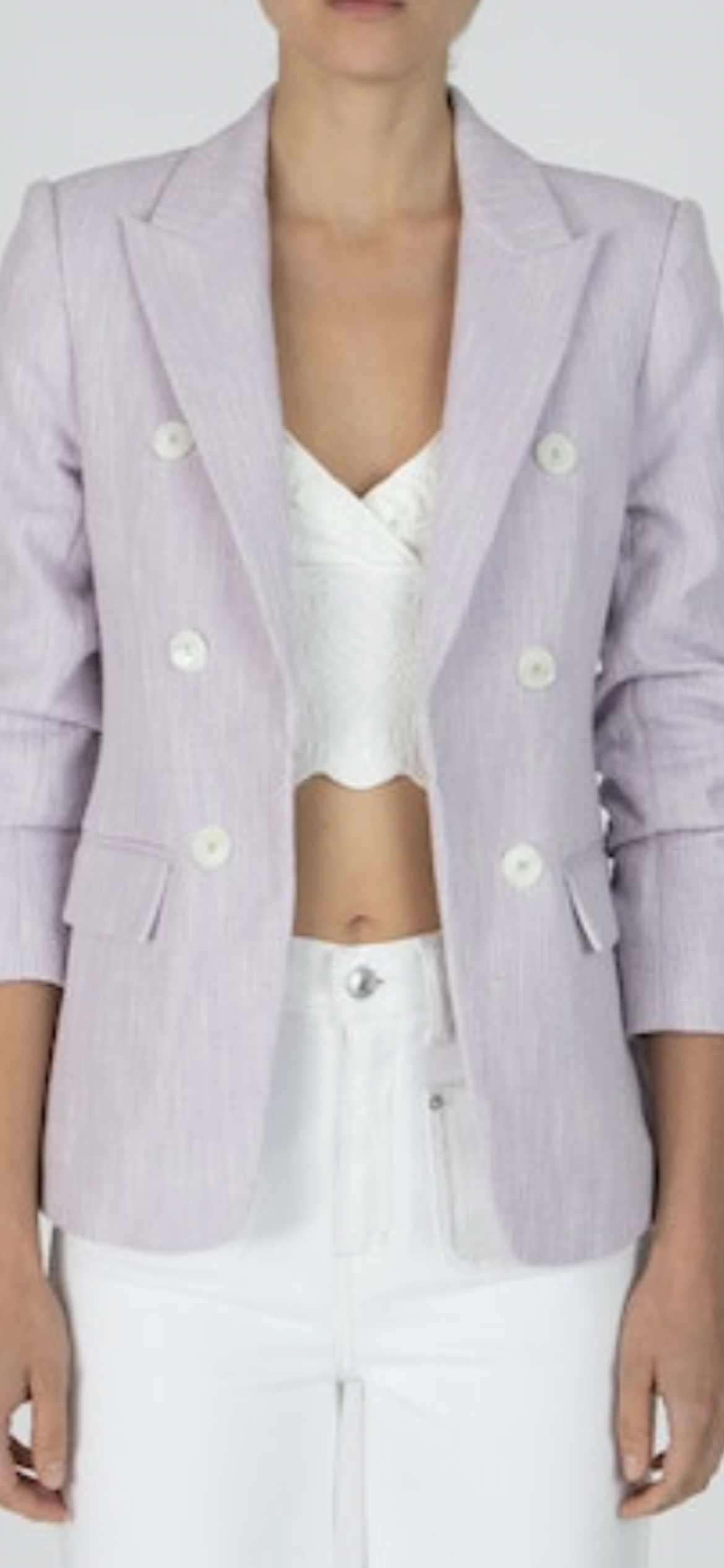 DEREK LAM-Kaia Faux Double Breasted Jacket Lilac/White