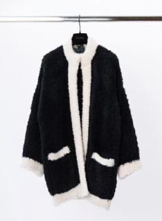 NUDE-Knitted Coat Black/Off White