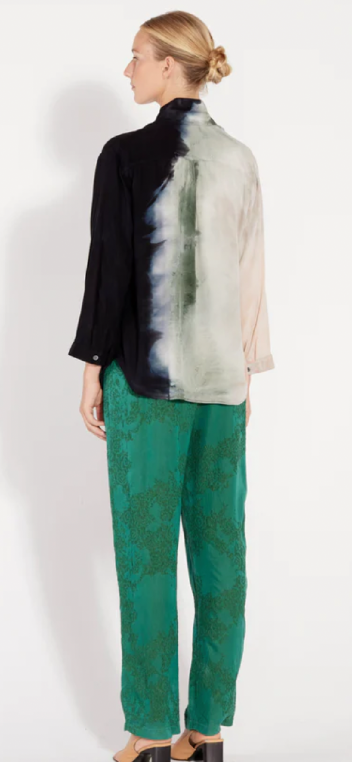 RAQUEL ALLEGRA - Lauren Blouse Mist Hand Painted Tie Dye